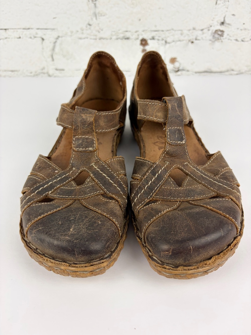 Josef Seibel Rosalie 29 Brown Leather Closed Toe Mary Jane Sandals 39 - Picture 3 of 11